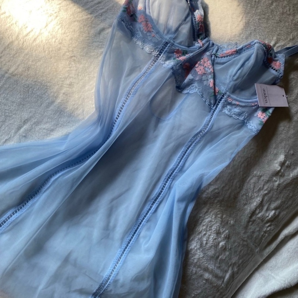 Auden Blue and Pink Lace Bra
